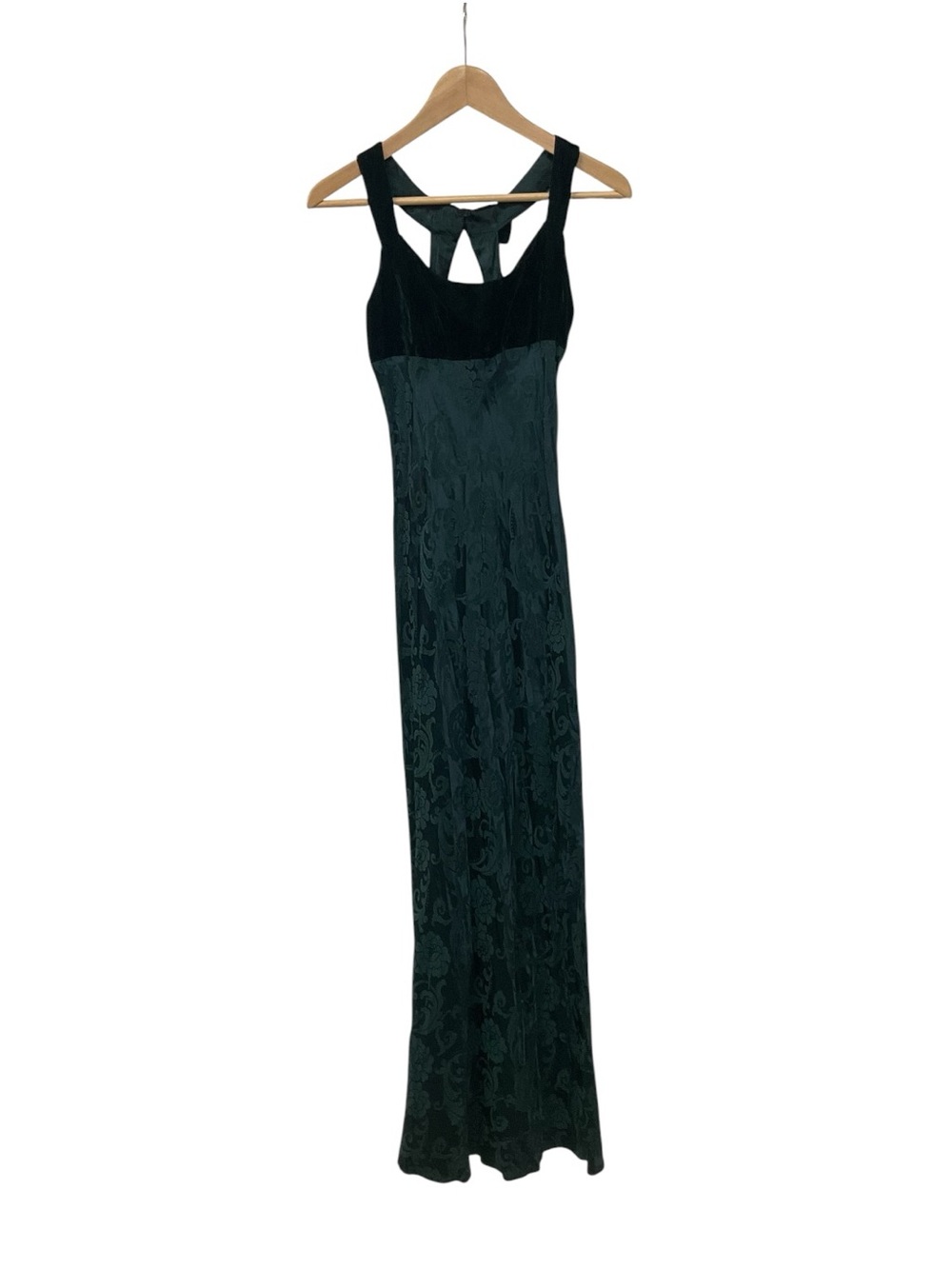 Vintage 90s Zum Zum Dress Green Velvet Dark Romantic Goth Brocade Maxi 3 - 4